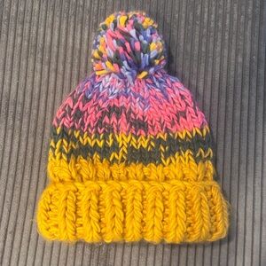 Free People Multicolor Knit Pom-Pom Beanie